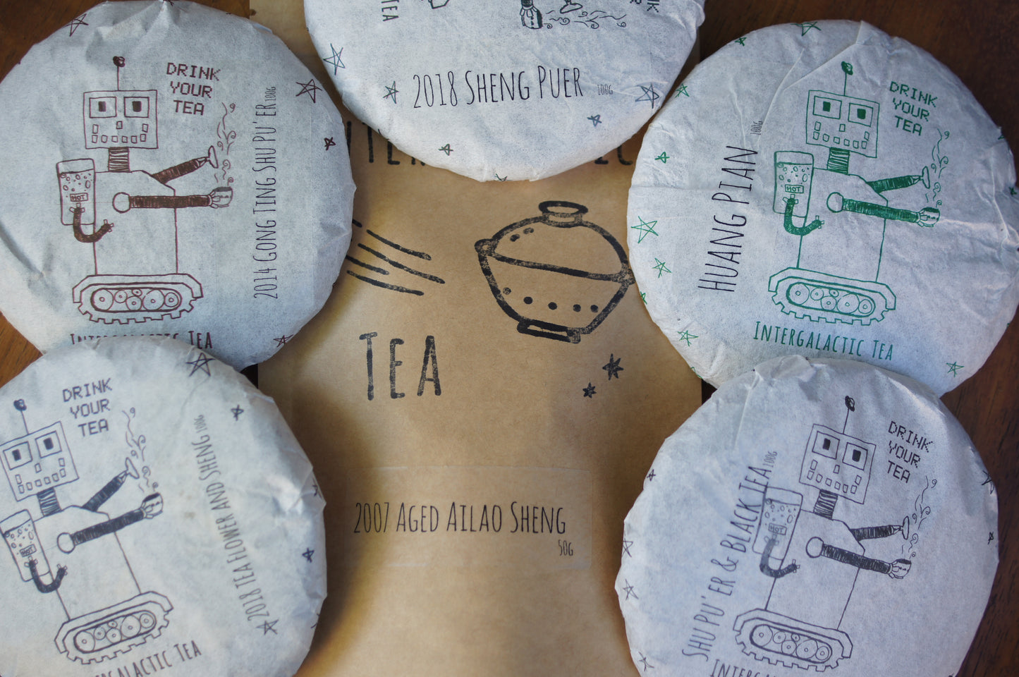 5X100g cakes Puer Tasting Set (with 2018 sheng)
